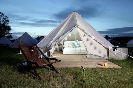 The Pop-Up Hotel checks in its first Glastonbury Festival-goers on 21 June 2011.  As hundreds of thousands of revellers have to put up with 'roughing' it for the next four days, guests at the exclusive hotel will be treated to luxuries akin to that of five star establishments.  Pictures: Adam Gerrard
